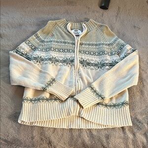 Tiara Cream and Gray Patterned Cardigan